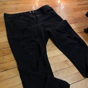 Charlotte Russe Black Ripped Mom Jeans
